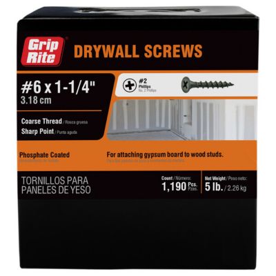 Grip-Rite 6 x 1 1/4 in. Black Coarse Screw