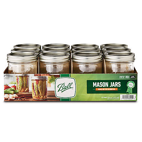 Ball 66000 1 Pint Wide Mouth Can Or Freeze Canning Jars 12 Count Case 