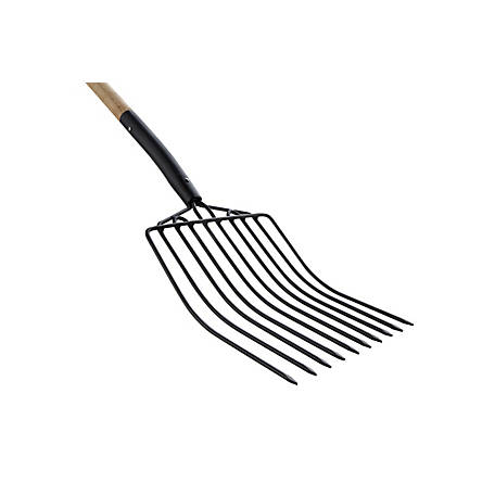 GroundWork 10.5 in. Carbon Steel Bedding Fork with Hardwood Handle, 10 Tine