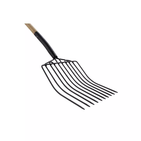 GroundWork 10.5 in Carbon Steel Litter Fork with Hardwood Handle 10 Teeth Muck Forks & Scoops