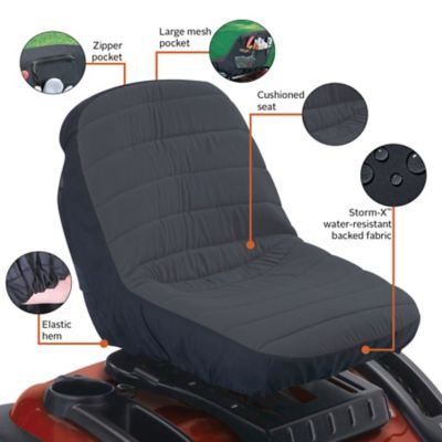 Polyester Oxford Waterproof Deluxe Tractor Seat Cover Lawn Mower Seat Cover Black