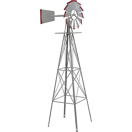 SMV Industries 8 ft. Silver and Red Windmill