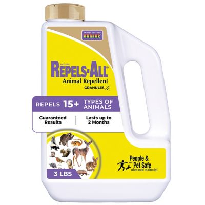 Bonide Repels-All Animal Repellent Granules, 3 lbs. Ready-to-Use Deer & Rabbit Repellent, Deter Pests from Lawn & Garden