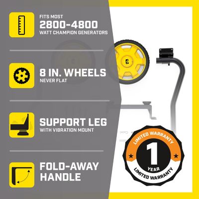 Image showing  Generator Wheel Kit with Folding Handle & Never-Flat Tires for 2,800 to 4,750 Watt Champion Generators