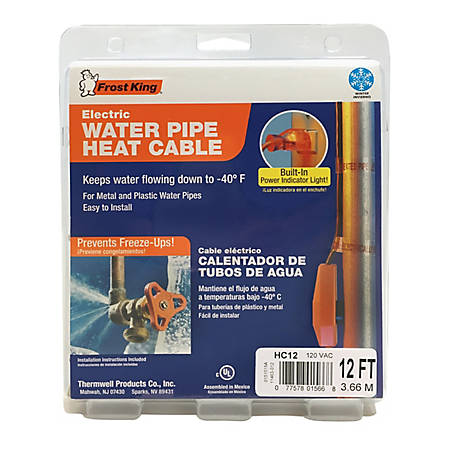 NEW Frost King 12’ Electric Water Pipe Heat  Cable Kit Freeze Preventer HC12 
