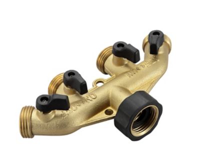 GroundWork 3/4 in. 4-Way Brass Manifold with Shutoff at Tractor