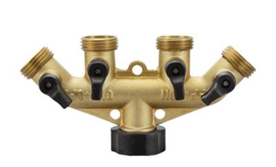 Image showing  3/4 in. 4-Way Brass Manifold with Shutoff