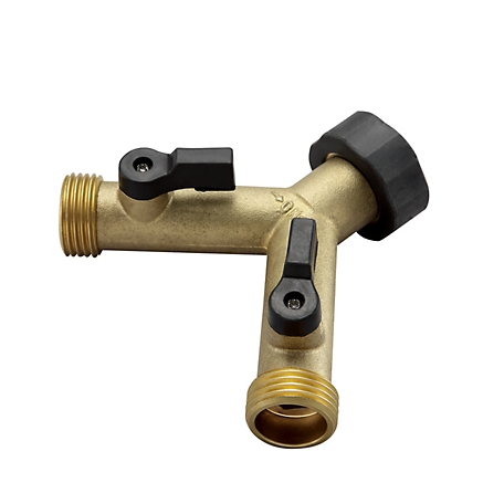GroundWork 3/4 in. Brass Dual Hose Connector with Shutoff
