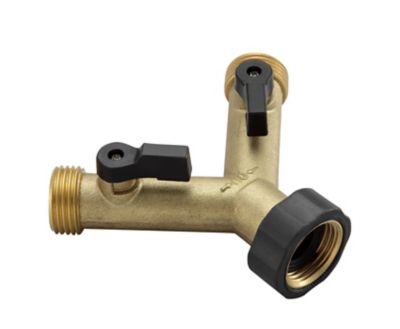 Image showing  3/4 in. Brass Dual Hose Connector with Shutoff