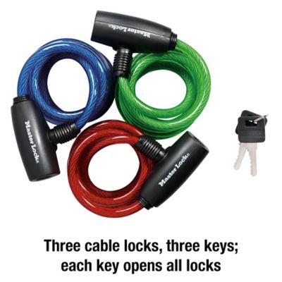 Image showing  6 ft. Keyed Cable Locks, 3-Pack