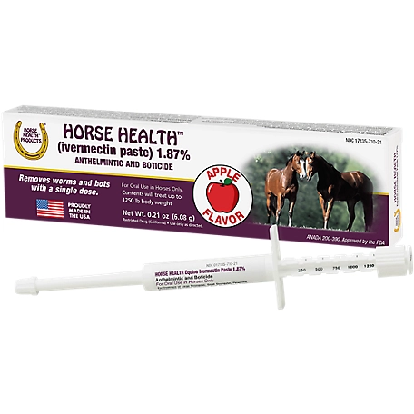 Horse Health (ivermectin paste) 1.87%, Equine Dewormer, up to 1,250 lb. 0.21 oz.