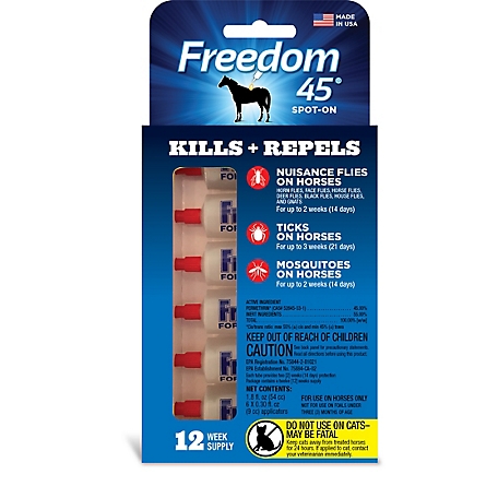 Freedom 45 Spot-On Mosquito and Tick Prevention for Horses, 6-Pack