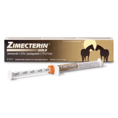 Zimecterin Gold Ivermectin 1.55%/Praziquantel 7.75% Horse Dewormer Paste, .26oz. Price pending