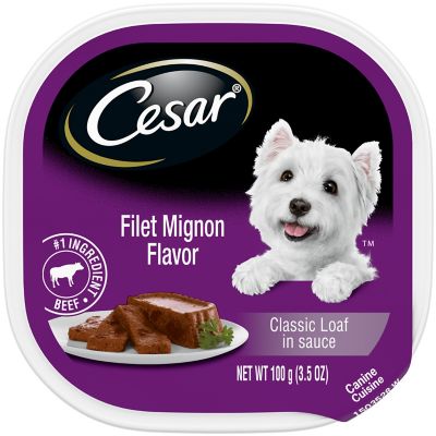 Cesar Classic Loaf Small Breed Adult Grain-Free Beef Filet Mignon Flavor Pate Wet Dog Food, 3.5 oz. Tray