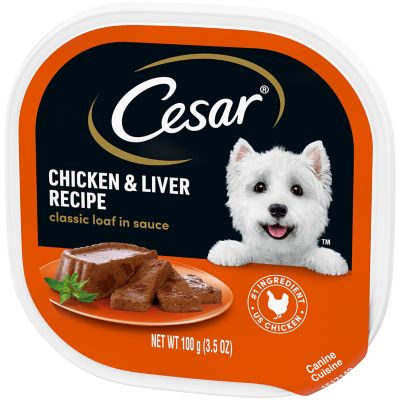 Image showing 9 th Cesar Adult Small Breed Chicken and Liver Classic Loaf in Sauce Wet Dog Food, 3.5 oz.