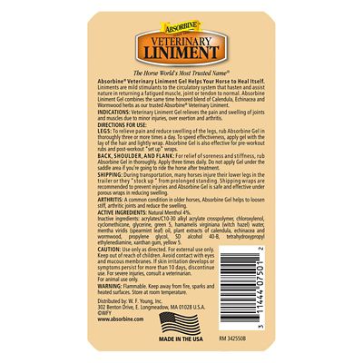 Absorbine Veterinary Horse Liniment Gel 12 Oz 430504 At Tractor Supply Co