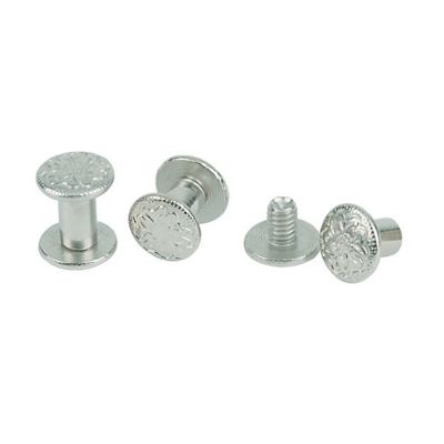 Weaver Leather Chicago Screws, 3/16 in. Post Diameter, Floral Nickel Brass, 6-Pack