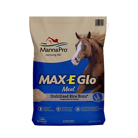 Manna Pro Max-E-Glo Stabilized Rice Bran Meal Performance Horse Supplement, 40 lb.