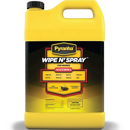 Pyranha Wipe N' Spray Fly Repellent for Horses, 1 gal.