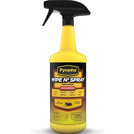 Pyranha Wipe N' Spray Fly Repellent for Horses, 32 oz.
