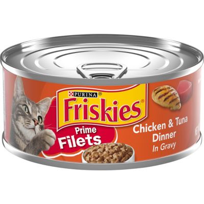 Friskies Prime Filets Adult Chicken and Tuna in Gravy Wet Cat Food, 5.5 oz. Can