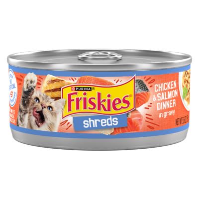 Friskies Adult Chicken and Salmon Shreds in Gravy Wet Cat Food, 5.5 oz. Can