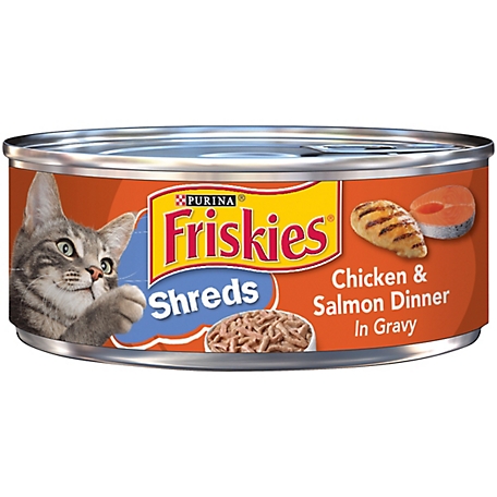 Friskies Adult Chicken and Salmon Shreds in Gravy Wet Cat Food, 5.5 oz. Can