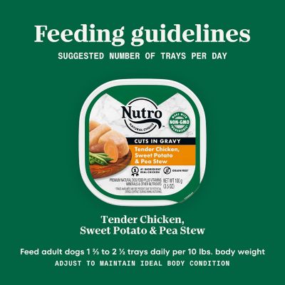 Image showing 5 th Nutro Adult Natural Grain Free Wet Dog Food Cuts in Gravy Tender Chicken, Sweet Potato & Pea Stew Recipe, 3.5 oz. Tray