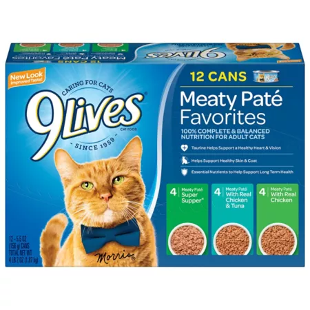 9Lives All Life Stages Chicken Chicken and Tuna Wet Cat Food Variety Pack 5.5 oz Canister pack of 12 Wet Cat Food