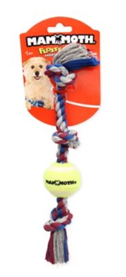 Image showing Pet Mini 11 in. Color 3 Knot Tug with Mini Tennis Ball Dog Toy