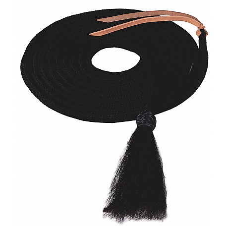 Weaver Leather Nylon Mecate Reins with Horsehair Tassel, Black