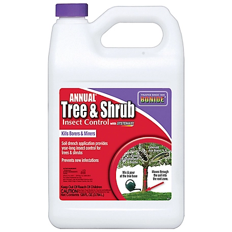 Bonide Annual Tree & Shrub Insect Control with Systemaxx, 128 oz Concentrate, Year Long Protection and Insect Killer