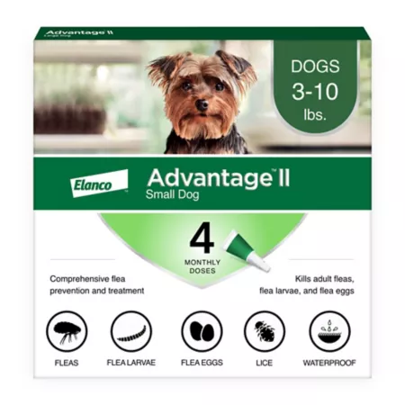 Advantage II Veterinarian Recommended Flea Treatment and Prevention for Small Dogs for Dogs 3-10 lbs 4 Month Supply 4 ct Dog Flea & Tick Topical Treatments