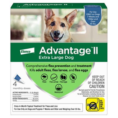 Elanco Advantage II XL Dog Vet-Recommended Flea Treatment and Prevention for Dogs Over 55 lb., 4-Month Supply