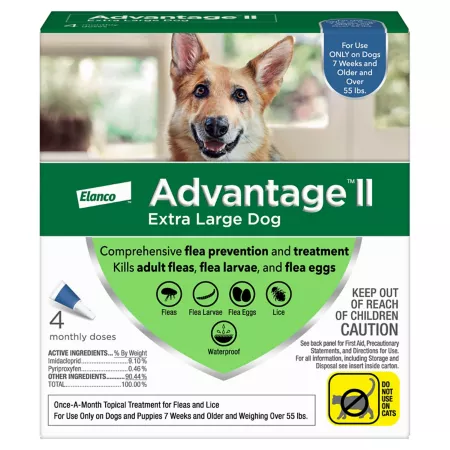 Advantage II XL Dog Veterinarian Recommended Flea Treatment and Prevention for Dogs Over 55 lbs 4 Month Supply 4 ct Dog Flea & Tick Topical Treatments