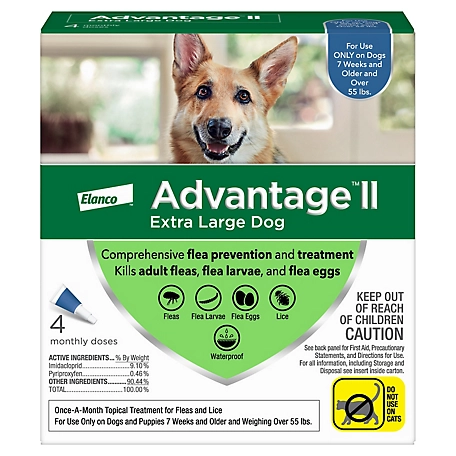 Elanco Advantage II XL Dog Vet-Recommended Flea Treatment and Prevention for Dogs Over 55 lb., 4-Month Supply