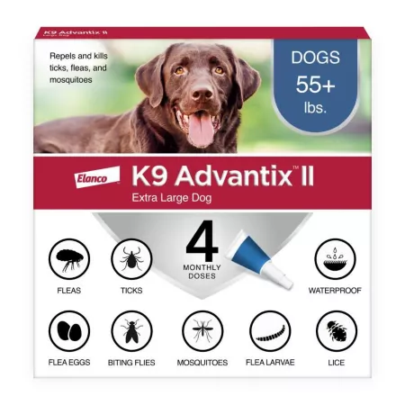 K9 Advantix II XL Flea Tick and Mosquito Treatment and Prevention for Dogs Over 55 lbs Veterinarian Recommended 4 Month Supply Dog Flea & Tick Topical Treatments