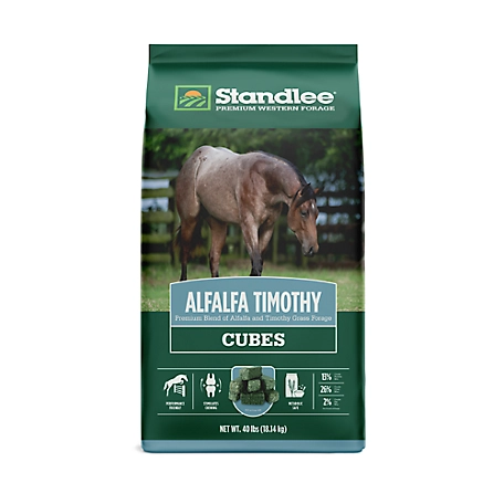 Standlee Premium Western Forage Premium Alfalfa/Timothy Hay Cube Horse Feed, 40 lb.