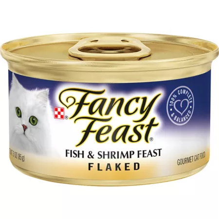 Fancy Feast Wet Adult Cat Food in Fish and Shrimp Flakes 3 oz. Wet Cat Food