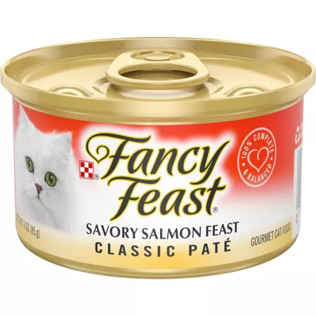 Fancy Feast Purina Classic Adult Feast Grain Free Salmon Pâté Wet Cat Food 3 oz. Wet Cat Food