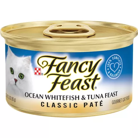 Fancy Feast Adult Purina Classic Wet Dry Cat Food with White Fish and Tuna 3 oz. Wet Cat Food