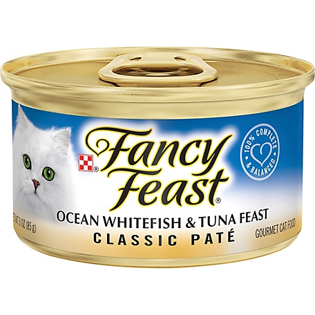 Fancy Feast Purina Classic Pate Ocean Whitefish and Tuna Feast Classic Grain Free Wet Cat Food Pate - 3 oz. Can