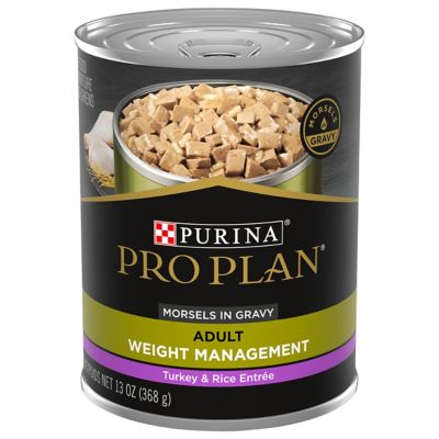 Purina Pro Plan Weight Control Dog Food Wet Gravy, Weight Management Turkey and Rice Entree Purina pro plan weight management can food