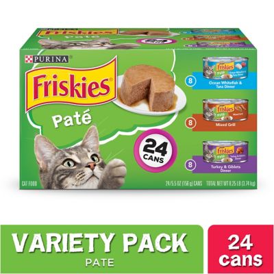 Friskies All Life Stages Ocean Whitefish, Tuna and Turkey Pate Wet Cat Food Variety Pack, 5.5 oz. Can, Pack of 24