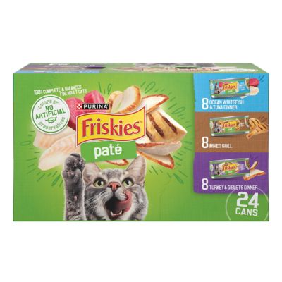 Friskies All Life Stages Ocean Whitefish, Tuna and Turkey Pate Wet Cat Food Variety pk., 5.5 oz. Can, Pack of 24