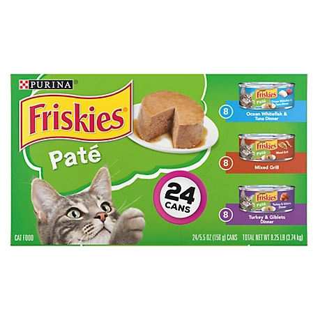 Friskies All Life Stages Ocean Whitefish, Tuna and Turkey Pate Wet Cat Food Variety pk., 5.5 oz. Can, Pack of 24