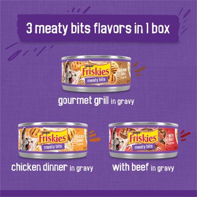 Image showing  Meaty Bits Adult Chicken and Beef in Gravy Wet Cat Food Variety pk., 5.5 oz., Pack of 24 Cans