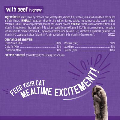Image showing 7 th Purina Friskies Meaty Bits Adult Chicken and Beef in Gravy Wet Cat Food Variety pk., 5.5 oz., Pack of 24 Cans
