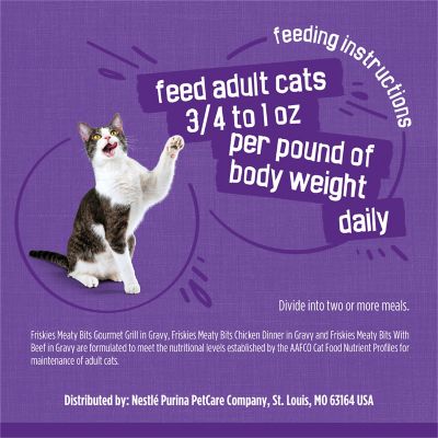 Image showing 9 th Purina Friskies Meaty Bits Adult Chicken and Beef in Gravy Wet Cat Food Variety pk., 5.5 oz., Pack of 24 Cans