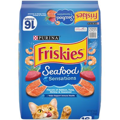 Friskies Seafood Sensations All Life Stages Ocean Fish, Salmon, Tuna, Shrimp, Crab and Seaweed Recipe Dry Cat Food